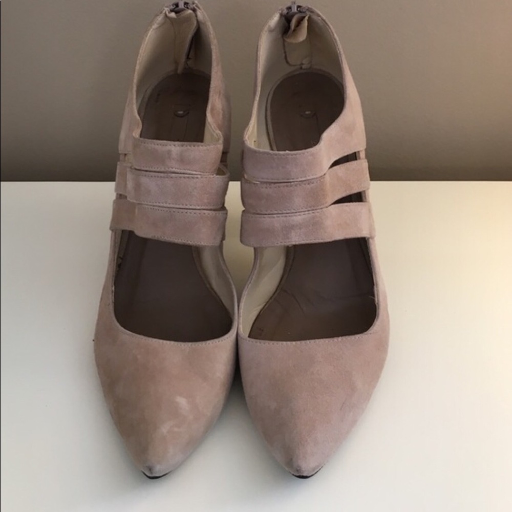 Zara Nude Suede Heels